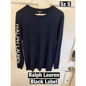 Ralph Lauren Navy Long Sleeve Tee with large Logo Cotton Baumwoole